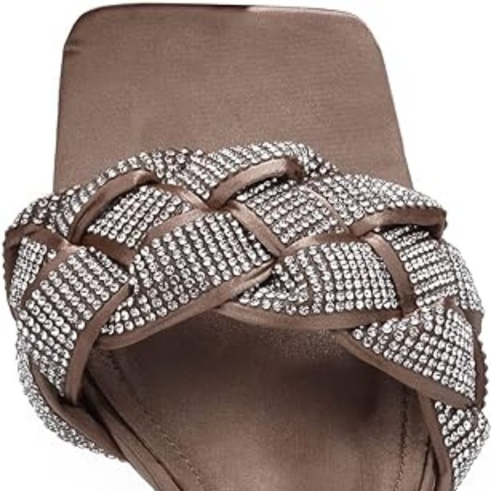 NWT CAPE ROBBIN REWIND SATIN NUDE RHINESTONE HEELS 5.5 - Picture 4 of 16